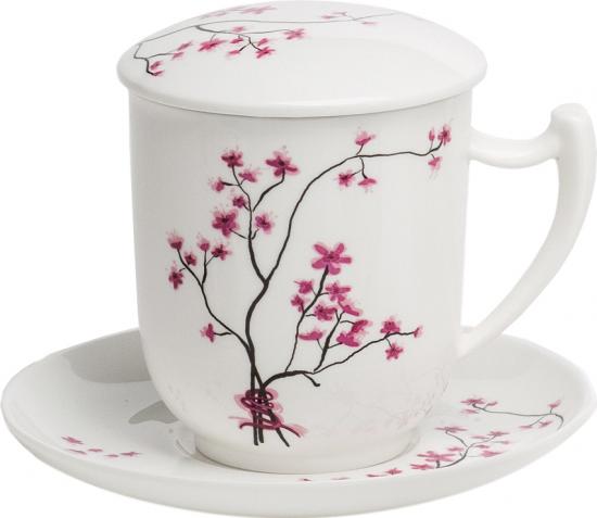 Cherry Blossom Kr�uterteetasse mit Untertasse