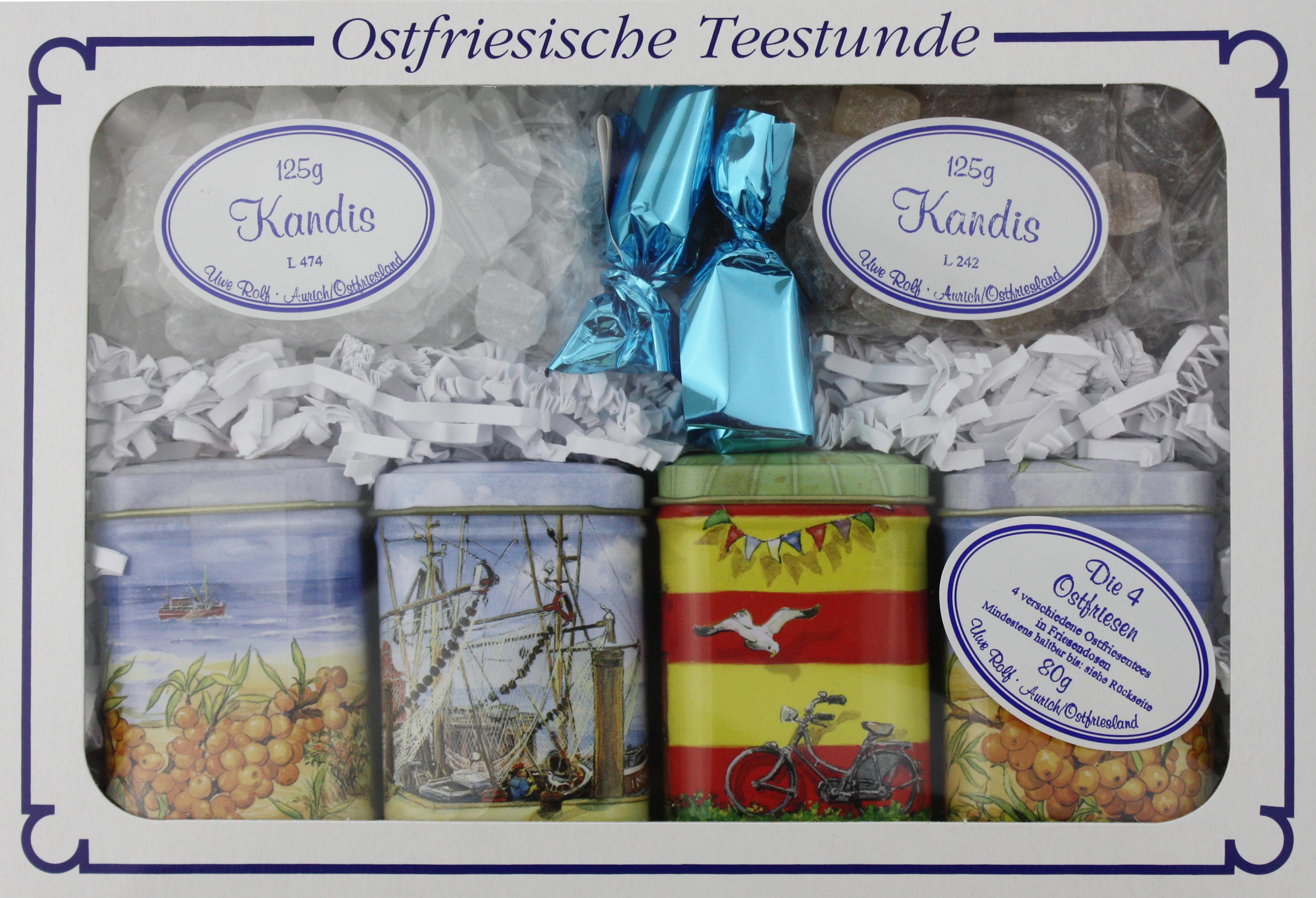 Vier Dosen gef�llt mit Schwarztee und Kandis | Uwe Rolf