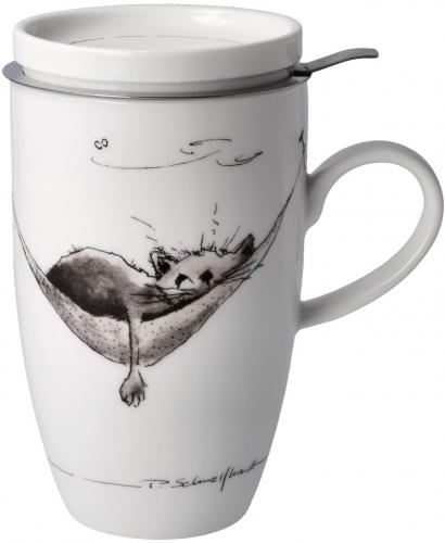 Mittagsp�uschen Becher mit Deckel und Sieb